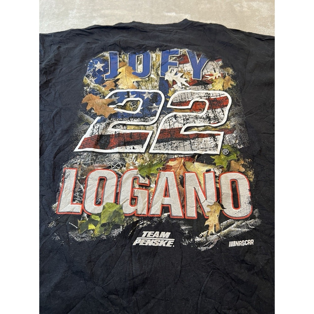 Joey Logano 22 NASCAR Adult T Shirt XL Black Team Penske Black Graphic Racing